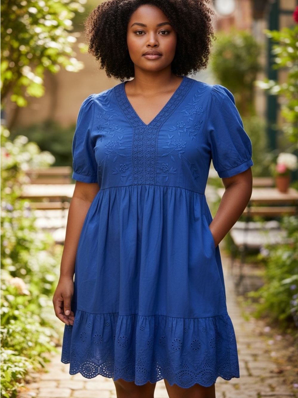 PENNINGTON plus size Royal Blue Embroidered V-Neck 100% Women’s dress size 18